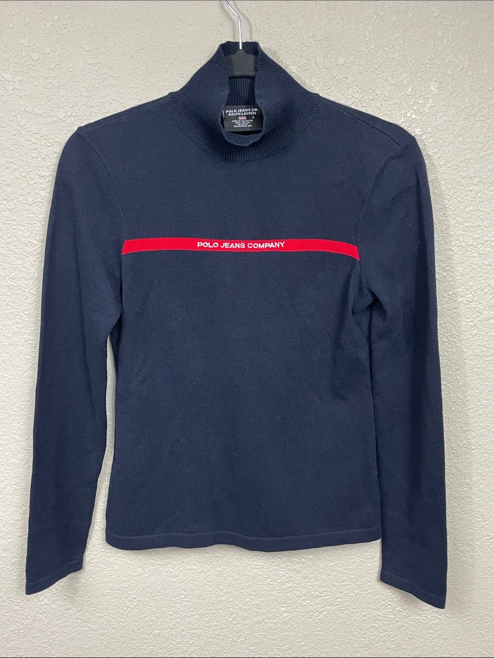 Polo Jeans Company Ralph Lauren Vintage Preppy Turtleneck Sweater Navy Sz S